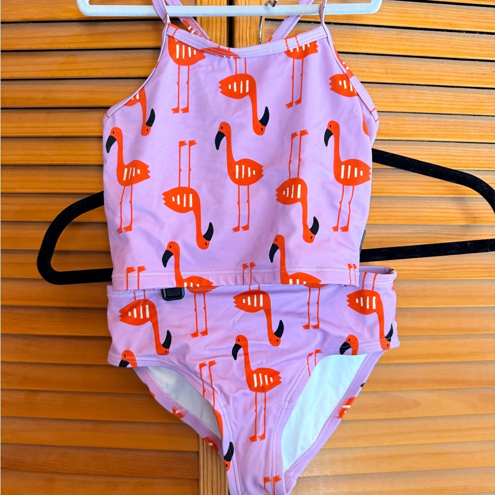Hanna Andersson Pink Tankini with Red/Orange Flamingos